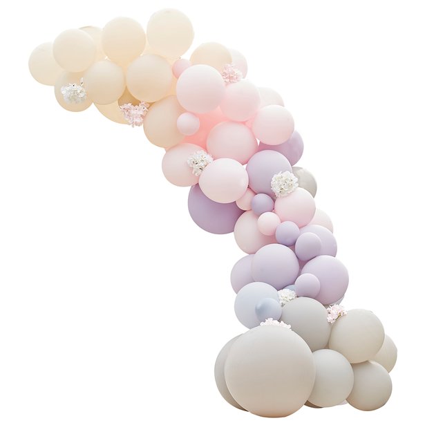Pink & Lilac Mix Balloon Arch with Hydrangea Flowers - 75 Balloons – product image 2