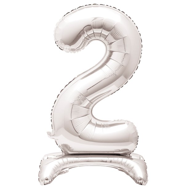 Silver Standing Number Balloons - 30" Air Fill