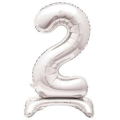 Silver Standing Number Balloons - 30" Air Fill