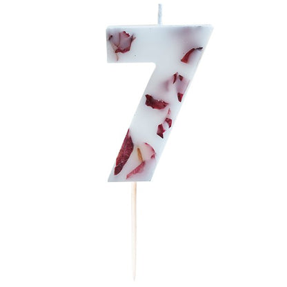 Pressed Petal Number 7 Candle - 9cm