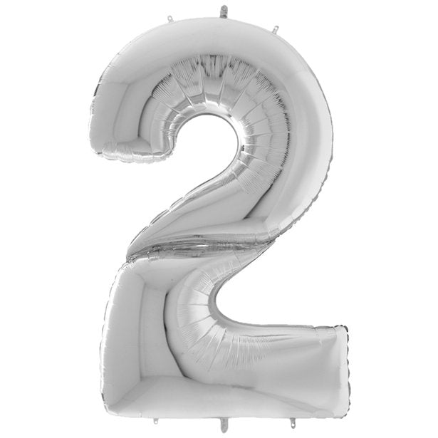 Silver Foil Number Balloons - 64" – number 2 – product image 5