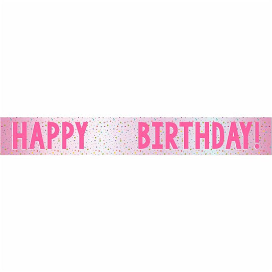 Happy Birthday Pink Add an Age Foil Banner - 1.74m