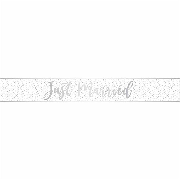 Just Married Silver Foil Banner