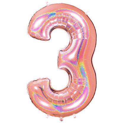 Glitter Rose Gold Foil Number Balloons - 40"