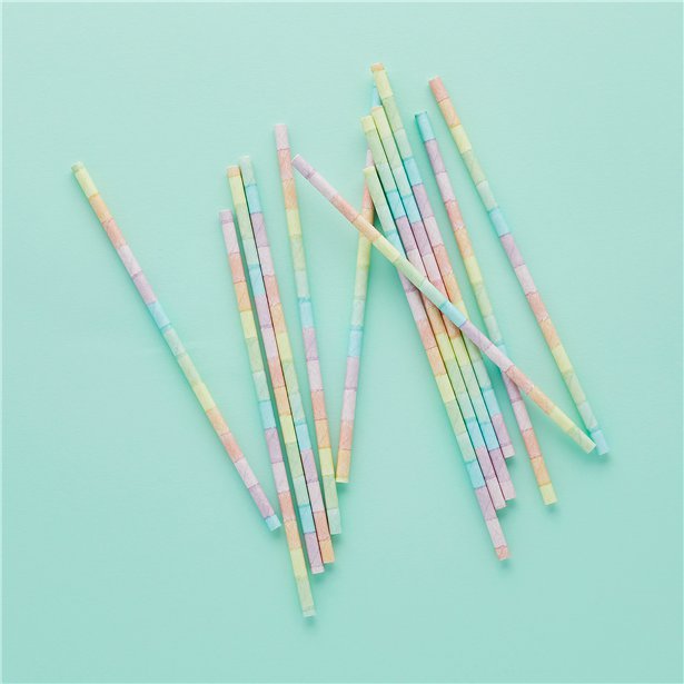 Eco Pastel Rainbow Paper Straws (20pk) – product image 2