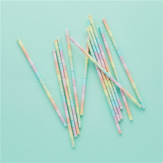 Eco Pastel Rainbow Paper Straws (20pk)