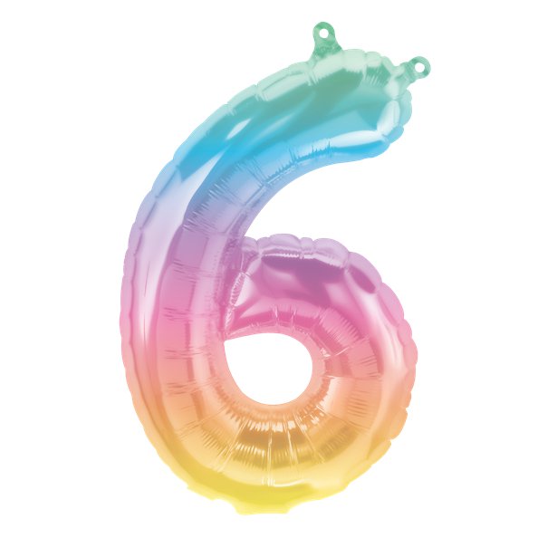 Pastel Ombre Number Balloons - 16" Air Fill – number 6 – product image 8