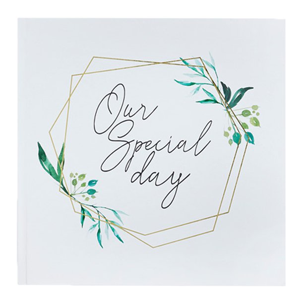 Geometric Greenery Wedding Guest Book – product image 1
