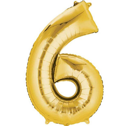Gold Foil Number Balloons - 16" Air Fill