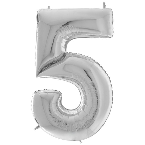 Silver Foil Number Balloons - 64" – number 5 – product image 8
