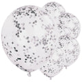 Silver Confetti Balloons - 12" Latex (6pk)