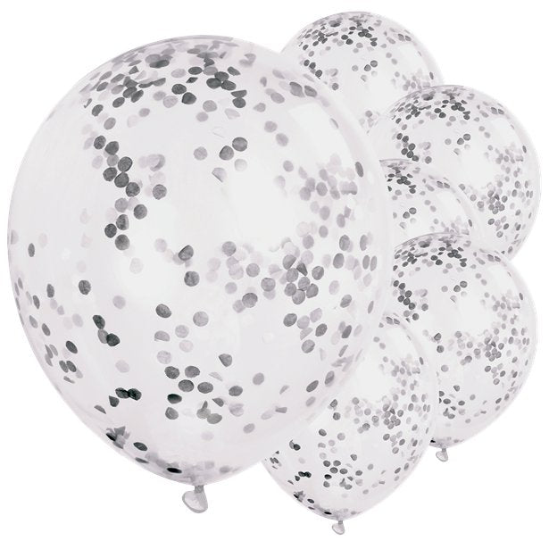 Silver Confetti Balloons - 12" Latex (6pk)