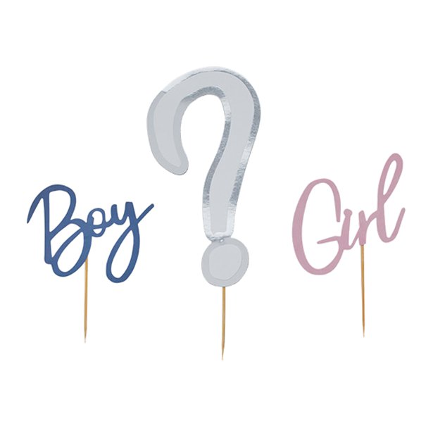 Gender Reveal Cake Topper Set (3pk) – product image 1