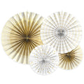 White & Gold Mix Fan Decorations - 40cm (4pk) – product image 1