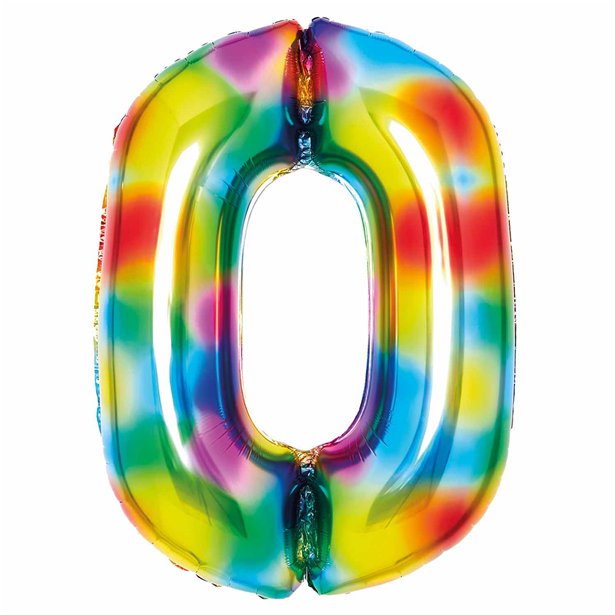 Rainbow Foil Number Balloon - 34" – number 0 – product image 2