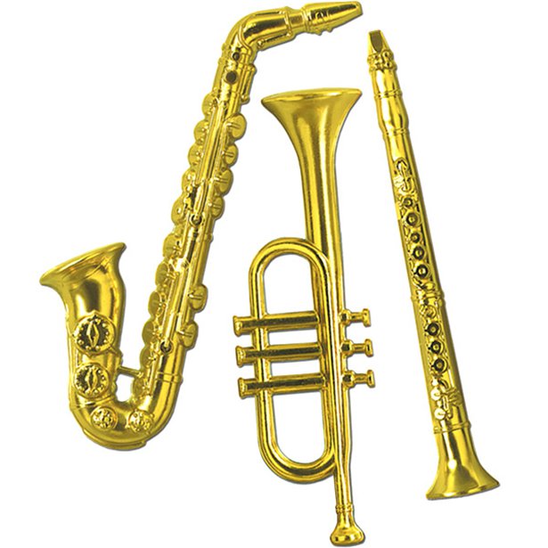 Gold Plastic Musical Instrument Decorations - 53cm (3pk)