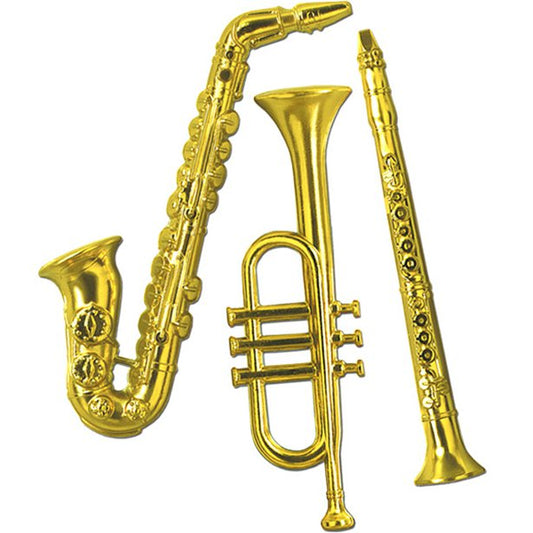 Gold Plastic Musical Instrument Decorations - 53cm (3pk)
