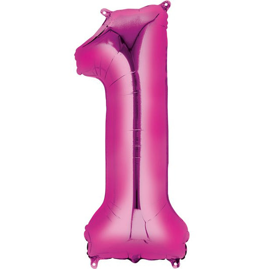Pink Number 1 Air Filled Balloon - 16" Foil