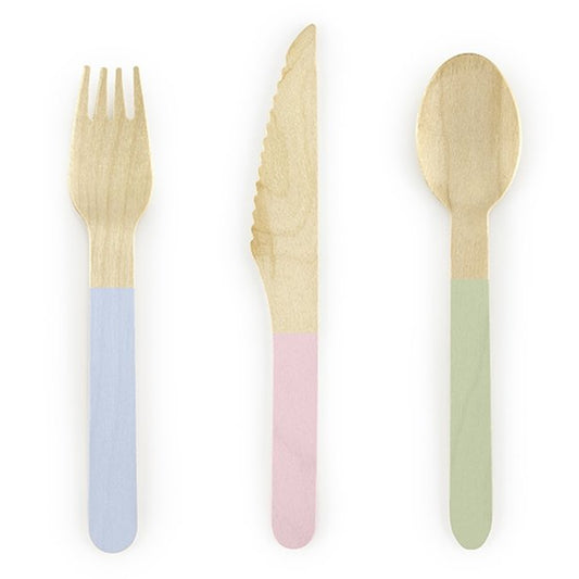 Pastel Mix Wooden Cutlery Set - 18pk (18pk)