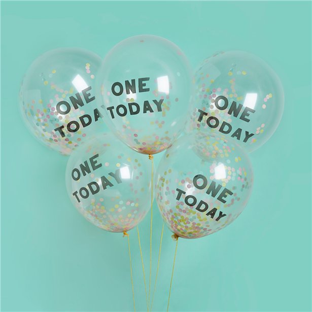 One Today Confetti Balloons - 12" Latex (5pk) – product image 2