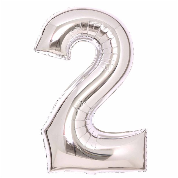 Silver Foil Number Balloons - 34" – number 2 – product image 4