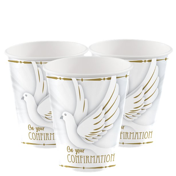 Confirmation Dove Paper Cups - 266ml (8pk) – product image 1
