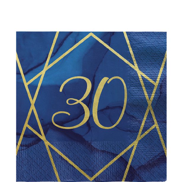 30th Navy & Gold Geode Paper Napkins - 33cm (16pk)