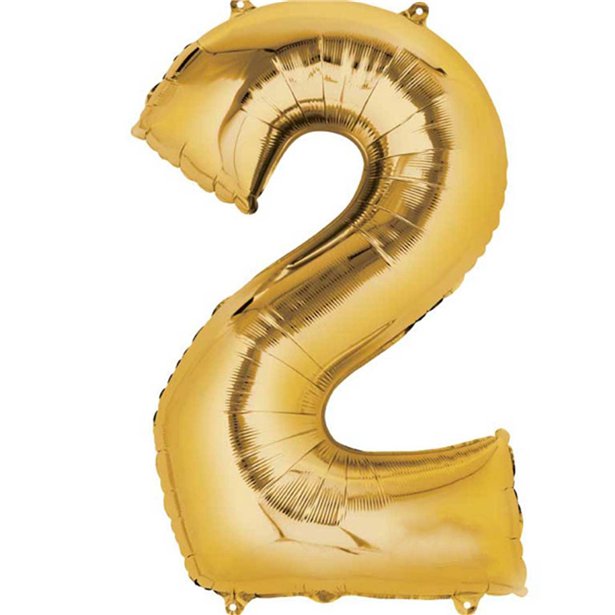 Gold Foil Number Balloons - 16" Air Fill – number 2 – product image 4