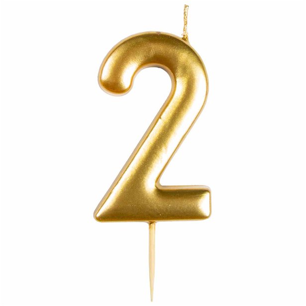 Number 2 Gold Candle