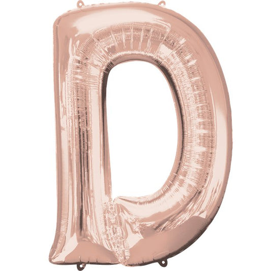 Rose Gold Letter D Air Filled Balloon - 16" Foil
