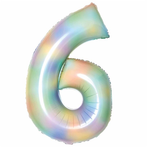 Pastel Rainbow Foil Number Balloons - 34" – number 6 – product image 8