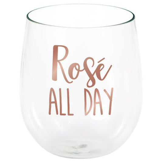 Rosé All Day Stemless Plastic Wine Glass - 398ml