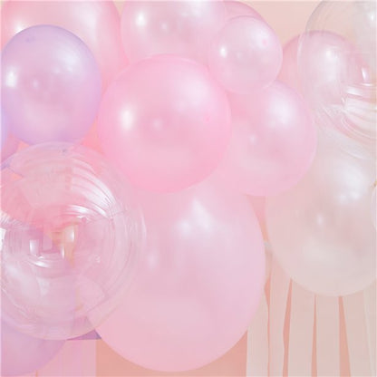 Pastel, Pearl & Ivory Balloon Arch with Streamers - 50 Balloons