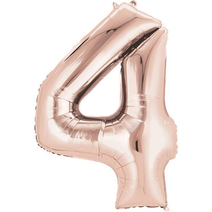 Rose Goid Foil Number Balloons - 16" Air Fill