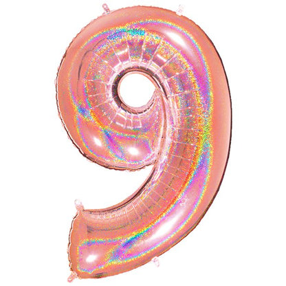 Glitter Rose Gold Foil Number Balloons - 40"
