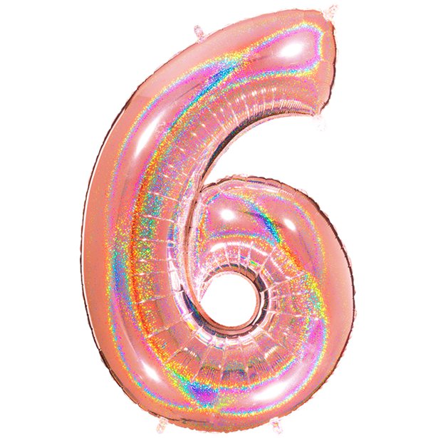 Glitter Rose Gold Foil Number Balloons - 40" – number 6 – product image 8