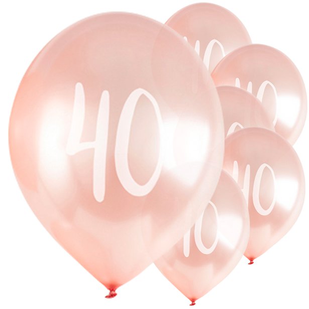 Rose Gold 40th Milestone Balloons - 12" Latex (5pk) – product image 1