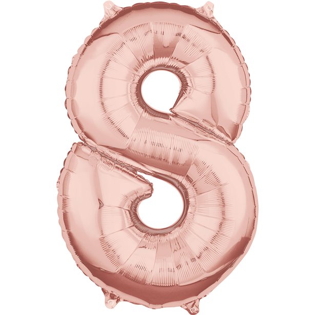 Rose Gold Number 8 Balloon - 26" Foil