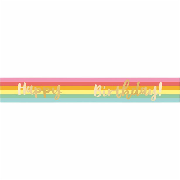 Happy Birthday Add an Age Pastel Rainbow Foil Banner - 1.74m