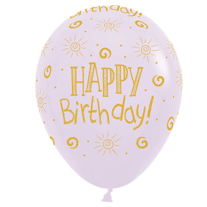 Happy Birthday Pastel Assorted Balloons - 12" Latex (25pk)