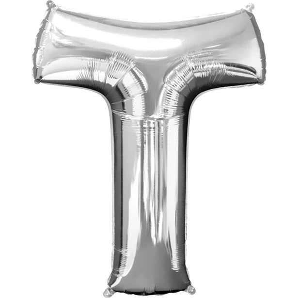 Silver Letter T Balloon - 34" Foil