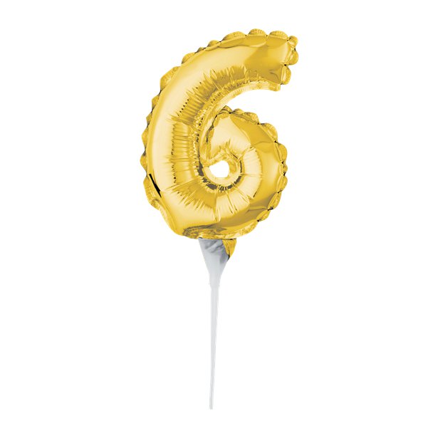 Air-Filled Gold Balloon Number 6 Cake Topper - 15cm – product image 1