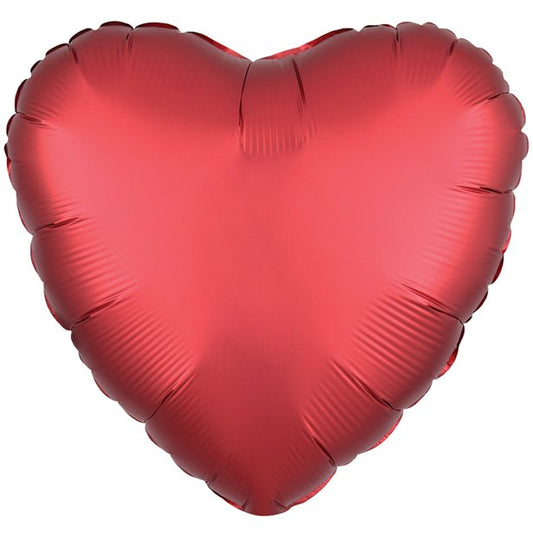 Sangria Red Satin Luxe Heart Balloon - 18" Foil - unpackaged