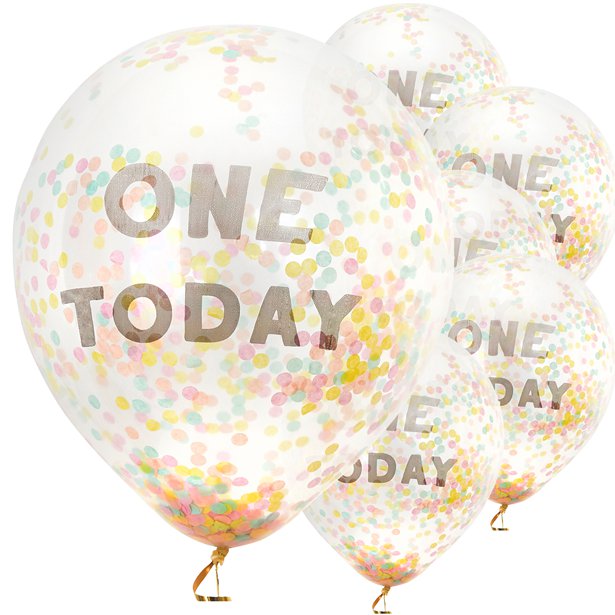 One Today Confetti Balloons - 12" Latex (5pk) – product image 1