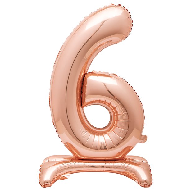 Rose Gold Standing Number Balloons - 30" Air Fill – number 6 – product image 9