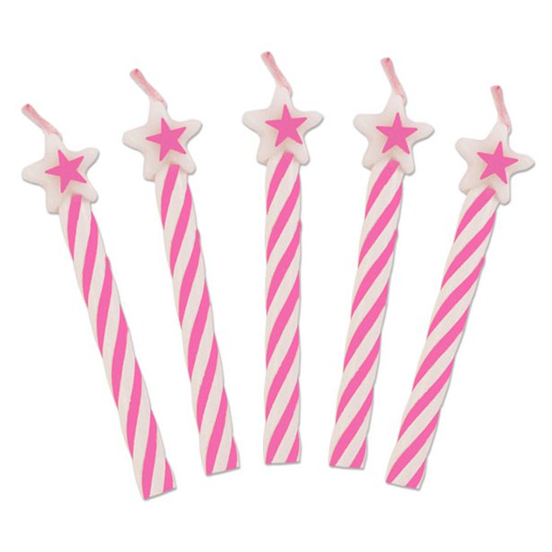 Pink Star Top Candles - 6cm (8pk)