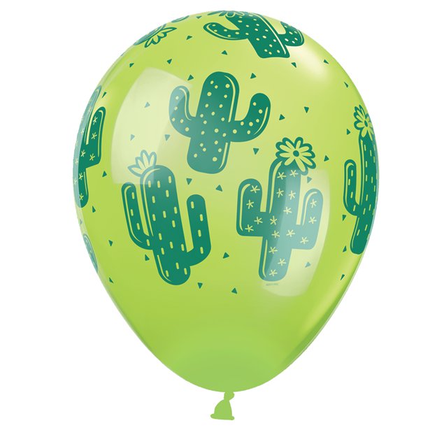 Cactus Balloons - White, Coral & Lime Green - 11" Latex (25pk) – product image 4