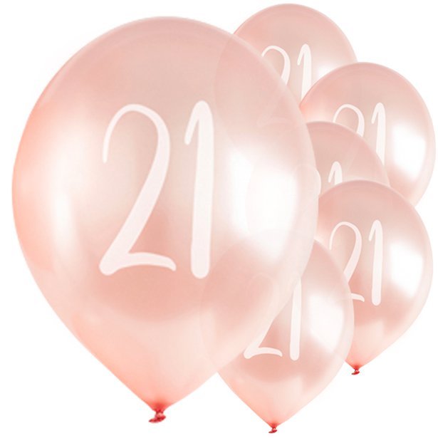 Rose Gold 21st Milestone Balloons - 12" Latex (5pk) – product image 1