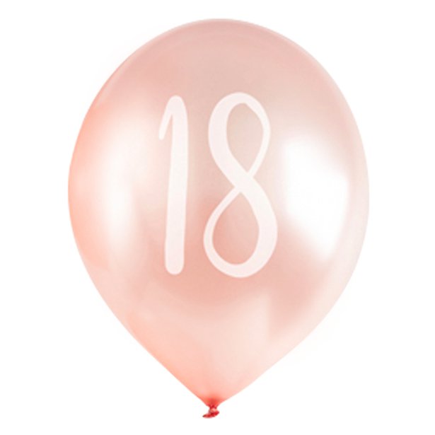 Rose Gold 18th Milestone Balloons - 12" Latex (5pk) – product image 2