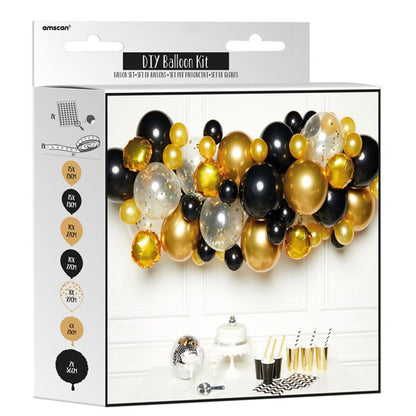 Gold & Black Balloon Arch Garland - 66 Balloons